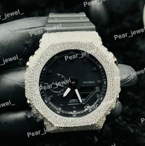Iced Out 925 Silver Black Dial Hip Hop Statement Watch