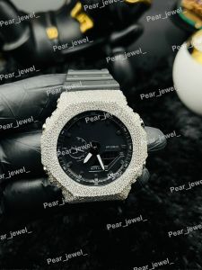 Iced Out 925 Silver Black Dial Hip Hop Statement Watch