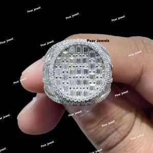 Iced Out 925 Sterling Silver Moissanite Luxury Statement Ring