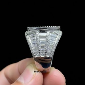 Iced Out 925 Sterling Silver Moissanite Luxury Statement Ring