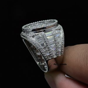 Iced Out 925 Sterling Silver Moissanite Luxury Statement Ring