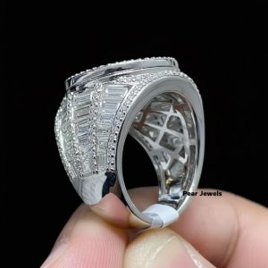 Iced Out 925 Sterling Silver Moissanite Luxury Statement Ring