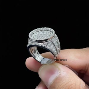 Iced Out 925 Sterling Silver Moissanite Luxury Statement Ring