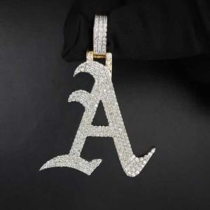 Iced Out 925 Sterling Silver VVS Moissanite Letter Pendant