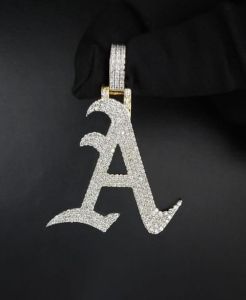 Iced Out 925 Sterling Silver VVS Moissanite Letter Pendant