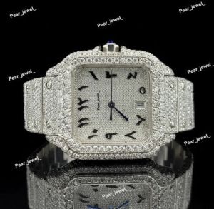 Iced Out Arabic Dial Automatic Moissanite Diamond Watch