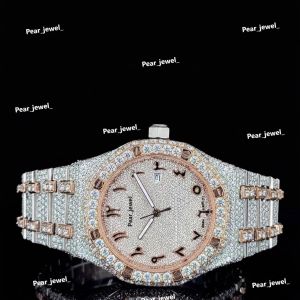 Iced Out Arabic Dial Automatic Moissanite Diamond Luxury Watch