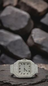 Iced Out Arabic Dial Automatic Moissanite Diamond Watch