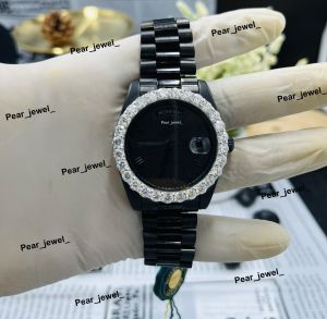 Iced Out Black Moissanite Bezel Automatic Wrist Watch