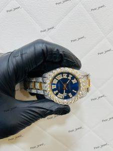 Iced Out Blue Dial Moissanite Luxury Wrist Watch