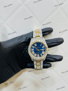 Iced Out Blue Dial Moissanite Luxury Wrist Watch