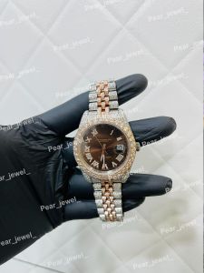 Iced Out Brown Dial Moissanite Automatic Luxury Watch