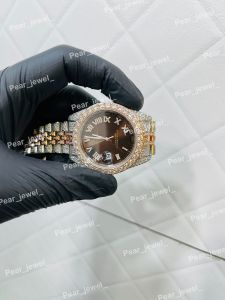 Iced Out Brown Dial Moissanite Automatic Luxury Watch