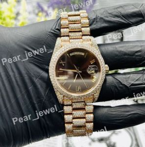 Iced Out Brown Dial Moissanite Luxury Wrist Watch