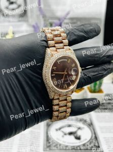Iced Out Brown Dial Moissanite Luxury Wrist Watch