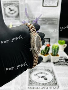 Iced Out Brown Dial Moissanite Luxury Wrist Watch