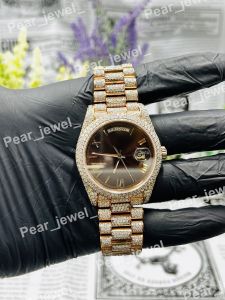 Iced Out Brown Dial Moissanite Luxury Wrist Watch