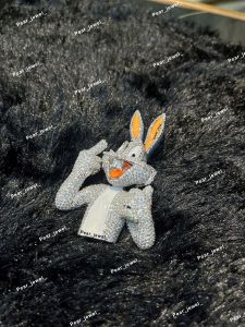 Iced Out Cartoon Bunny VVS Moissanite Diamond 925 Sterling Silver Pendant