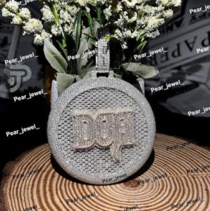 Iced Out Custom Name Letter Round VVS Moissanite Diamond 925 Silver Pendant