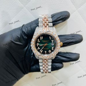 Iced Out Green Dial Arabic Date Hip Hop Luxury Watch
