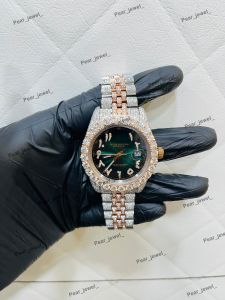 Iced Out Green Dial Arabic Date Hip Hop Luxury Watch