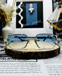 Iced Out Hip Hop Moissanite Diamond Photochromic Statement Sunglasses