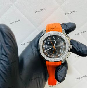 Iced Out Orange Strap Moissanite Sport Luxury Watch