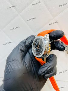 Iced Out Orange Strap Moissanite Sport Luxury Watch
