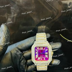 Iced Out Purple Roman VVS Moissanite Automatic Luxury Watch