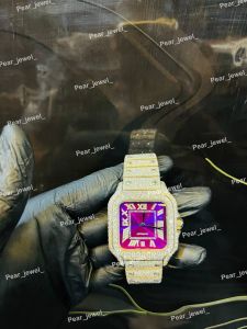 Iced Out Purple Roman VVS Moissanite Automatic Luxury Watch