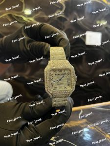 Iced Out Roman Dial Automatic Stainless Steel Diamond Watch