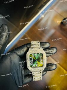 Iced Out Roman Dial Moissanite Automatic Day Date Watch