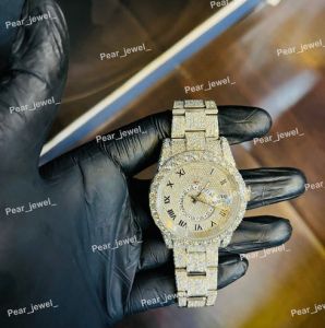 Iced Out Roman Dial Moissanite Hip Hop Luxury Watch