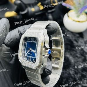 Iced Out Silver Automatic Moissanite Square Luxury Watch