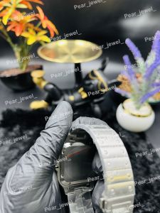 Iced Out Silver Automatic Moissanite Square Luxury Watch
