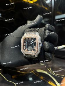 Iced Out Square Black Dial VVS Moissanite Diamond Luxury Watch