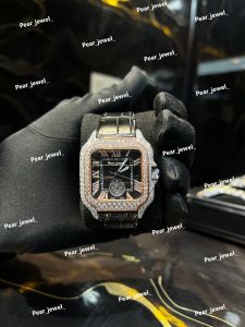 Iced Out Square Black Dial VVS Moissanite Diamond Luxury Watch