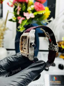 Iced Out Square Roman Dial Moissanite Automatic Wrist Watch