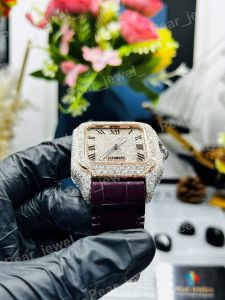 Iced Out Square Roman Dial Moissanite Automatic Wrist Watch