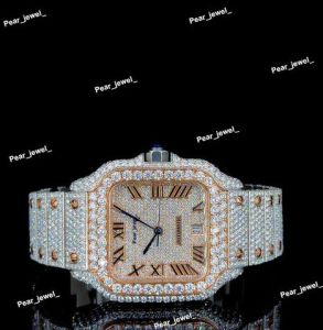 Iced Out Stainless Steel Roman Dial VVS Moissanite Diamond Luxury Watch