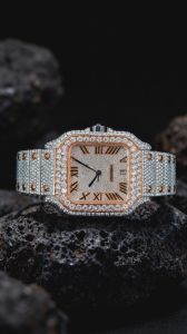 Iced Out Stainless Steel Roman Dial VVS Moissanite Diamond Luxury Watch