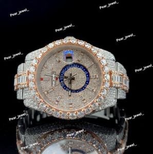 Iced Out Stainless Steel VVS Moissanite Baguette Diamond Luxury Wrist Watch