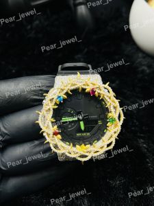 Iced Out Thorn Bezel Multi Stone Statement Watch