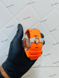 Iced Out VVS Moissanite Chronograph Orange Strap Watch