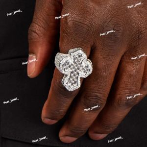 Iced Out VVS Moissanite Diamond 925 Silver Cross Ring