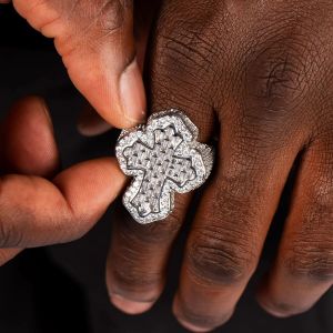 Iced Out VVS Moissanite Diamond 925 Silver Cross Ring