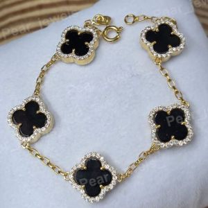 Luxury Black Clover VVS Moissanite 925 Silver Bracelet