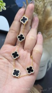 Luxury Black Clover VVS Moissanite 925 Silver Bracelet
