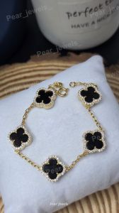Luxury Black Clover VVS Moissanite 925 Silver Bracelet