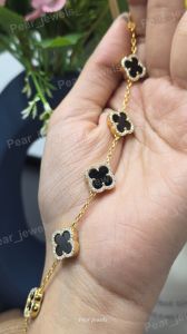 Luxury Black Clover VVS Moissanite 925 Silver Bracelet